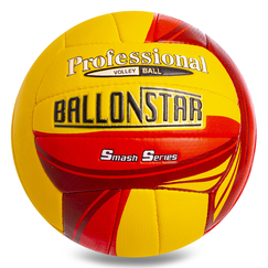 М'яч волейбольний BALLONSTAR Жовтий-червоний-бордовий (розмір 5) LG2079