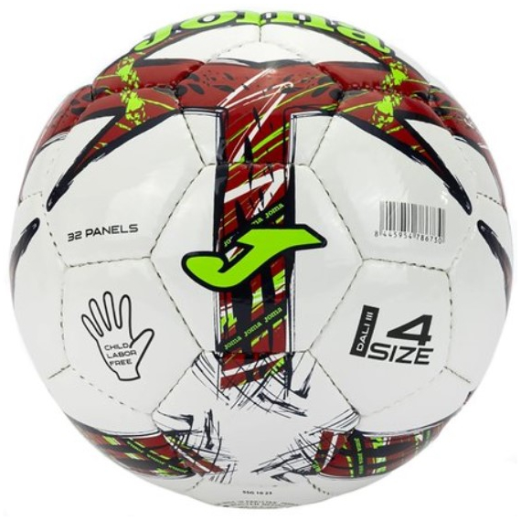 М`яч футбольний Joma DALI III білий, червоний, салатовий Уні 4 (розмір 4) 401412.206.4, зображення 2