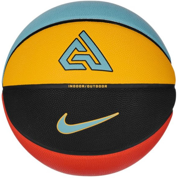 Баскетбольний м'яч Nike ALL COURT 2.0 8P G ANTETOKOUNMPO DEFLATED чорний, жовтий, блакитний, червоний Уні (розмір 7) N.100.4138.824.07, зображення 2