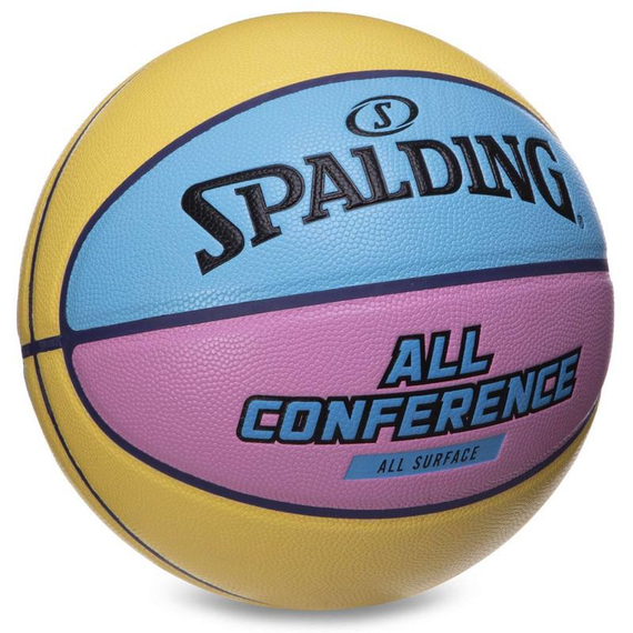 Баскетбольний м'яч Spalding All Conference (розмір 7) жовто-блакитний, зображення 6