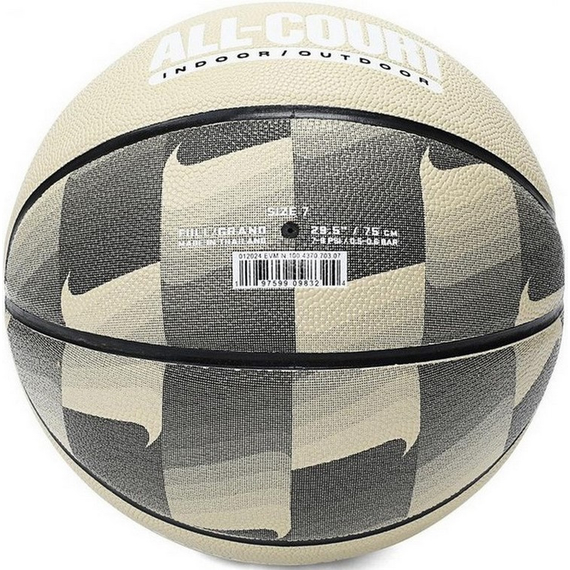 Баскетбольний м'яч Nike EVERYDAY ALL COURT 8P GRAPHIC DEFLATED TEAM GOLD/BLACK/WHITE (розмір 7) N.100.4370.703.07, изображение 2