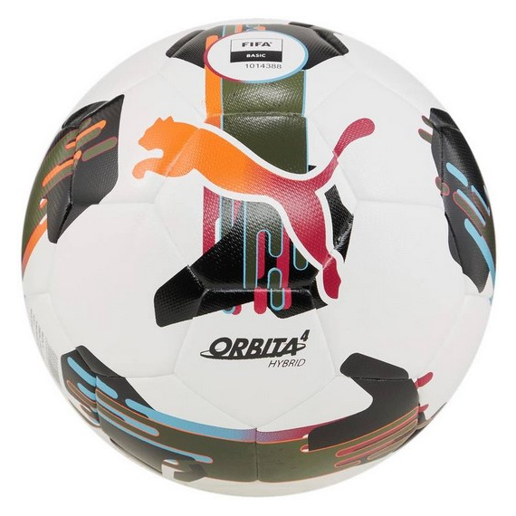 М'яч для футболу Puma Orbita 4 HYB (FIFA Basic) білий, чорний, оливковий Уні (розмір 5) 084326-01