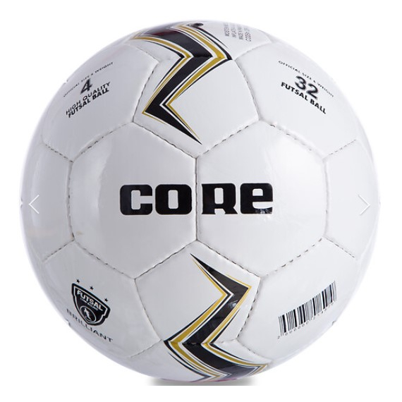 Мяч футзальный CORE BRILLIANT Shiny белый-черный (размер 4) CRF-043
